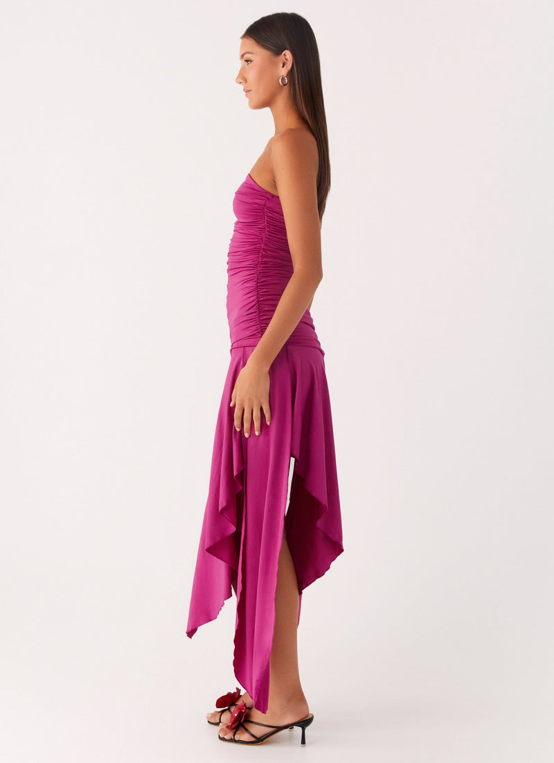 Ora Strapless Maxi Dress - Fuchsia
