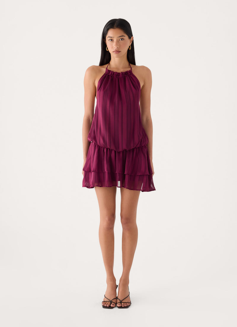 Parade Halter Mini Dress - Plum