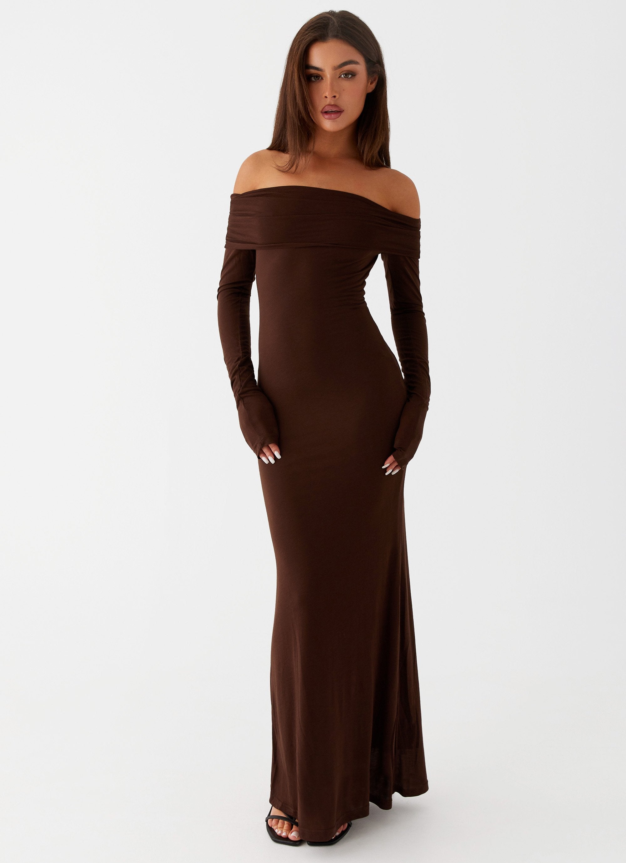 long sleeve brown maxi dress Cocoa Long Sleeve Maxi Dress