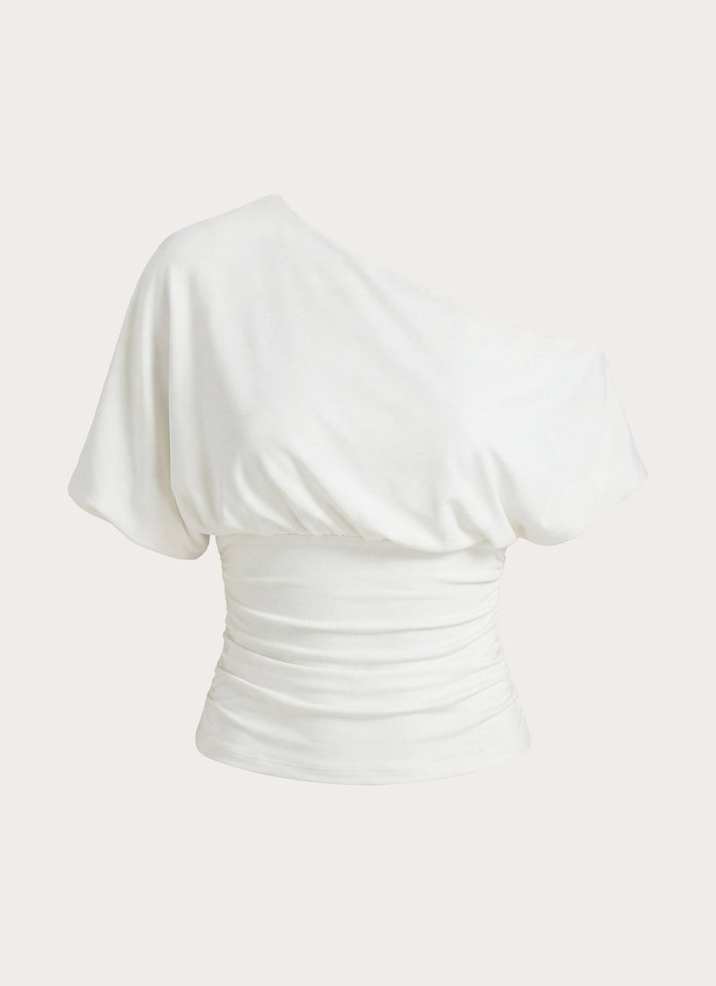 Perrie Asymmetrical Top - Cloud Dancer