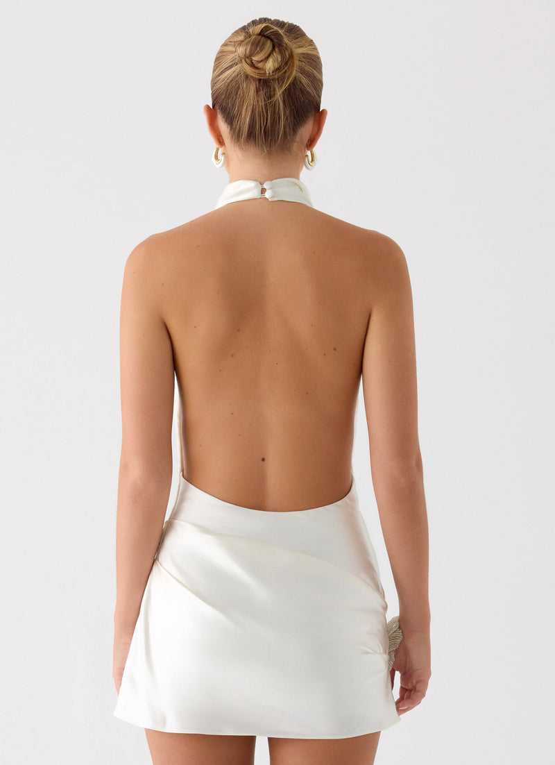 Play It Out Cowl Mini Dress - Ivory