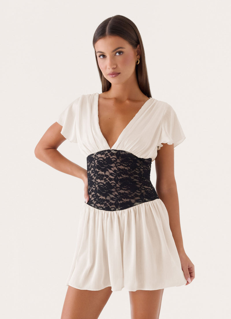 Poppie Lace Mini Dress - Ivory