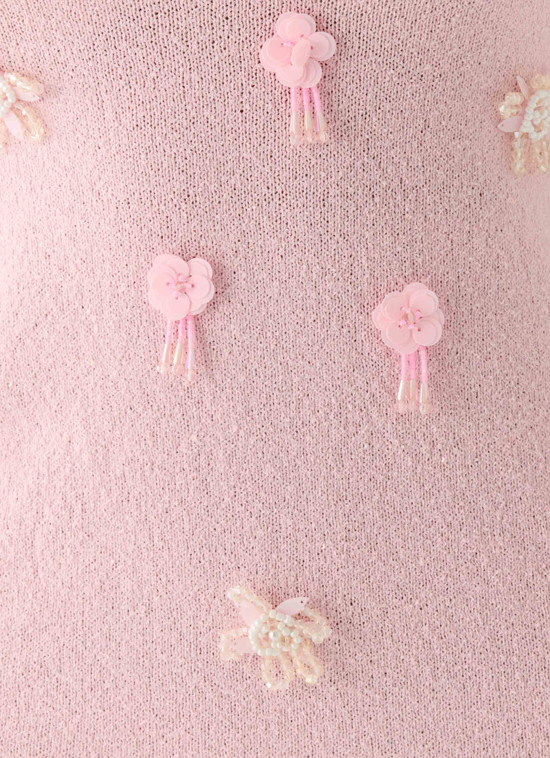 Roa Embellished Knit Mini Dress - Pink