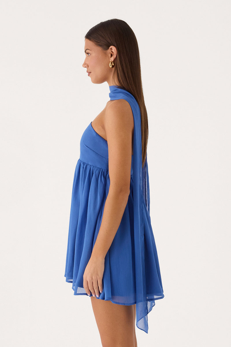 Romara Scarf Mini Dress - Cobalt Blue