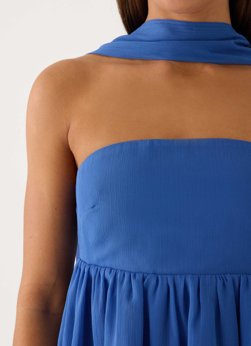 Romara Scarf Mini Dress - Cobalt Blue