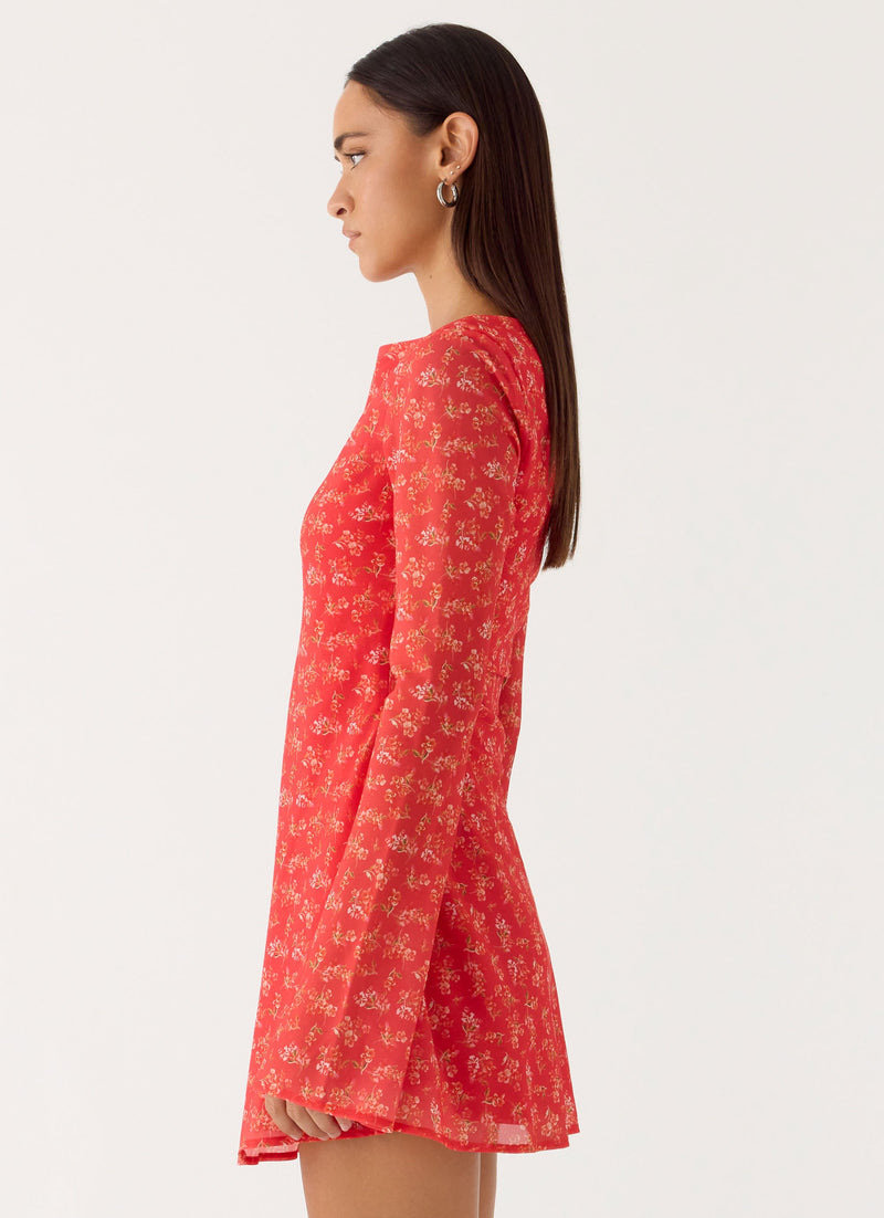 Sabella Mini Dress - Magenta Red Rose