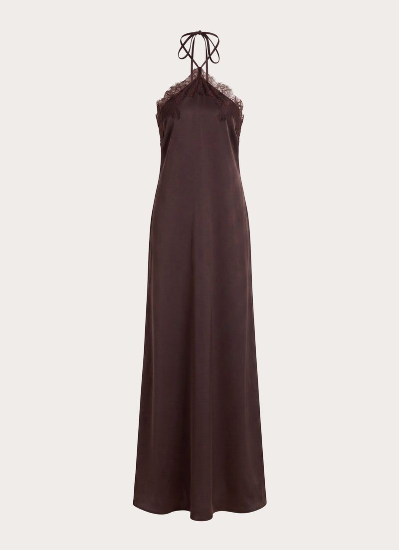 Samaria Halter Maxi Dress - Chocolate