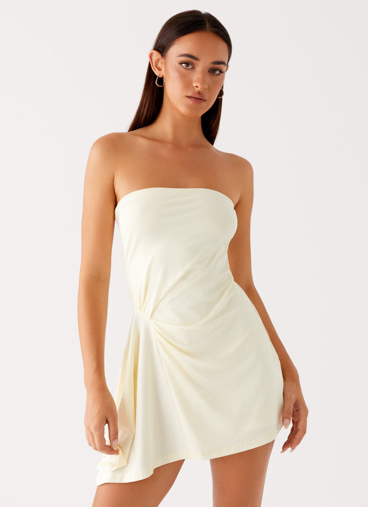 Sana Strapless Mini Dress Yellow 4 Peppermayo