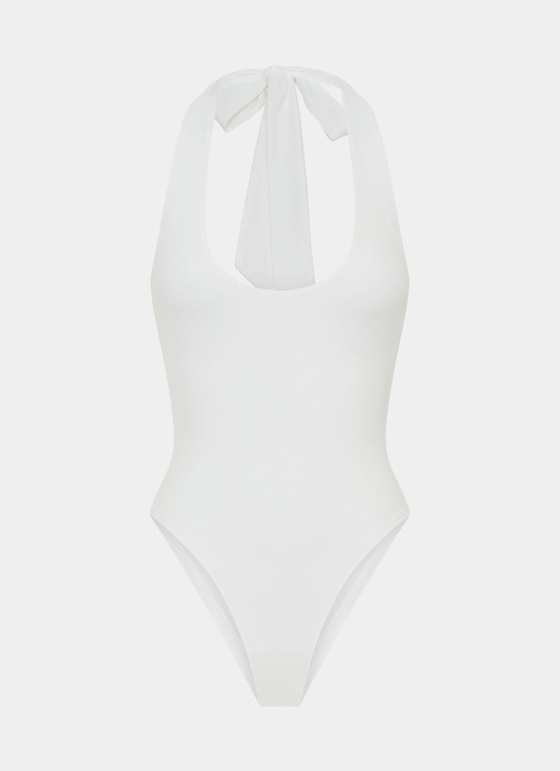 Set The Scene Halter Bodysuit - White