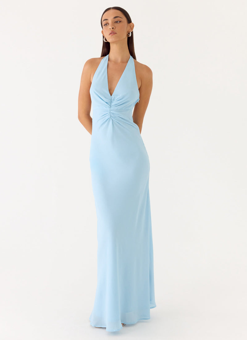 Sharpay Halter Maxi Dress - Pale Blue