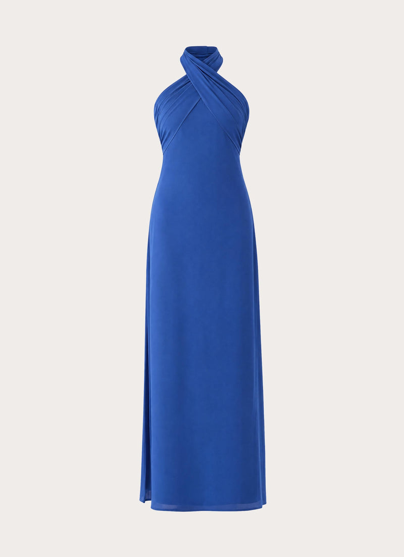 Solmara Cross Halter Maxi Dress - Cobalt Blue