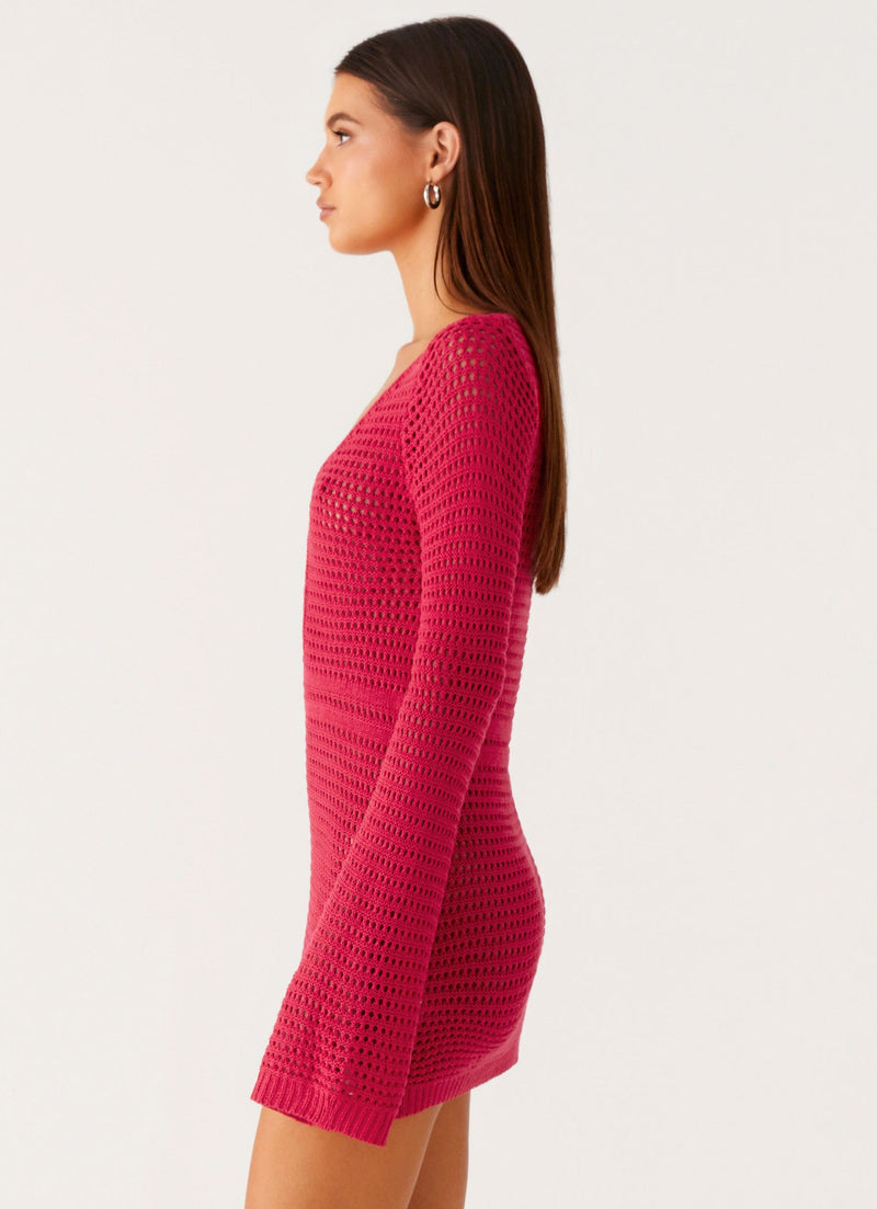 Sunriser Crochet Mini Dress - Pink