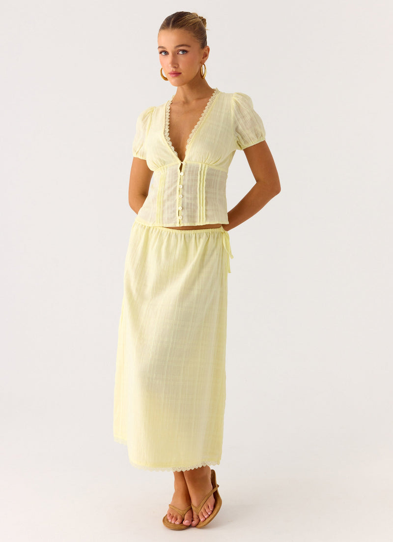 Sweet Lullaby Button Up Shirt - Lemon Yellow