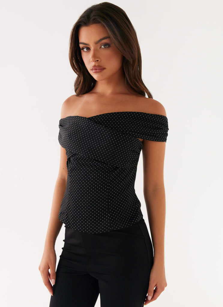 Tamera Top - Black Polka Dot