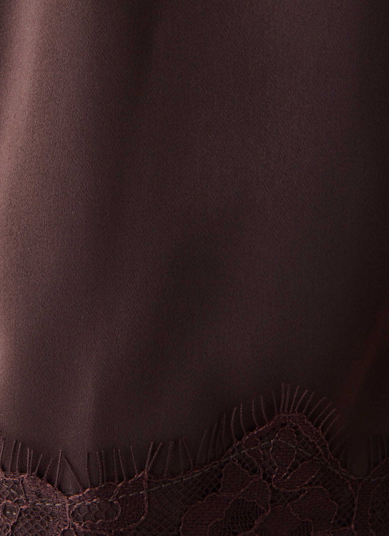 Tarina Lace Trim Mini Shorts - Chocolate
