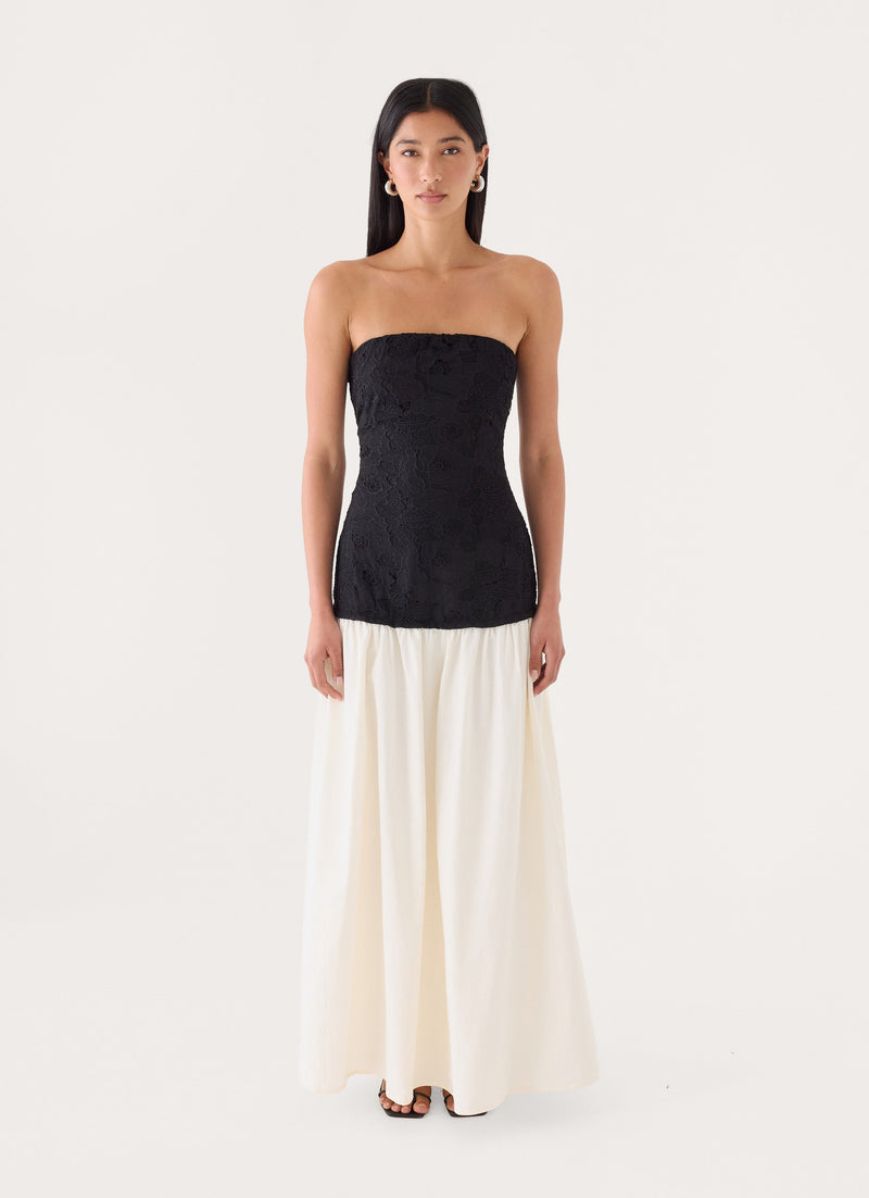 Valette Lace Maxi Dress - Ivory/Black