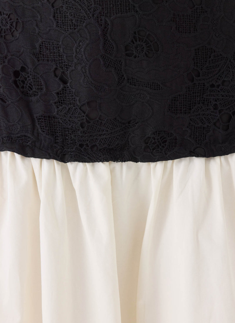 Valette Lace Maxi Dress - Ivory/Black