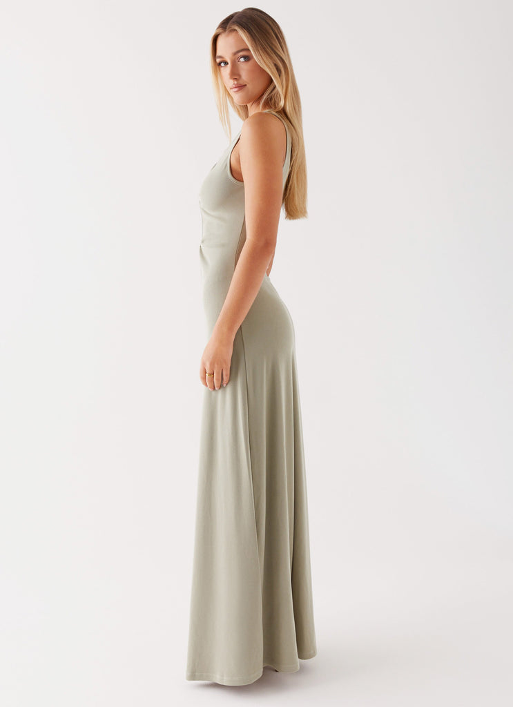 Womens Gia Rose Halter Neck Maxi Dress  in the colour  Ivory in front of a light grey background