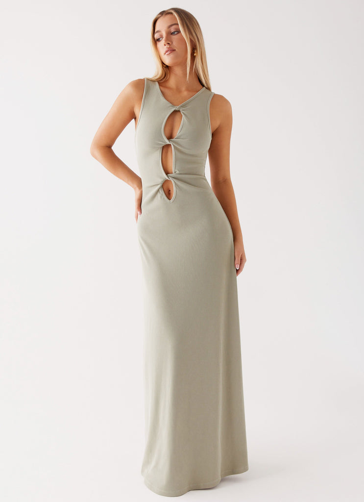 Womens Gia Rose Halter Neck Maxi Dress  in the colour  Ivory in front of a light grey background