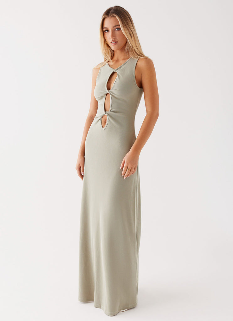 Womens Gia Rose Halter Neck Maxi Dress  in the colour  Ivory in front of a light grey background