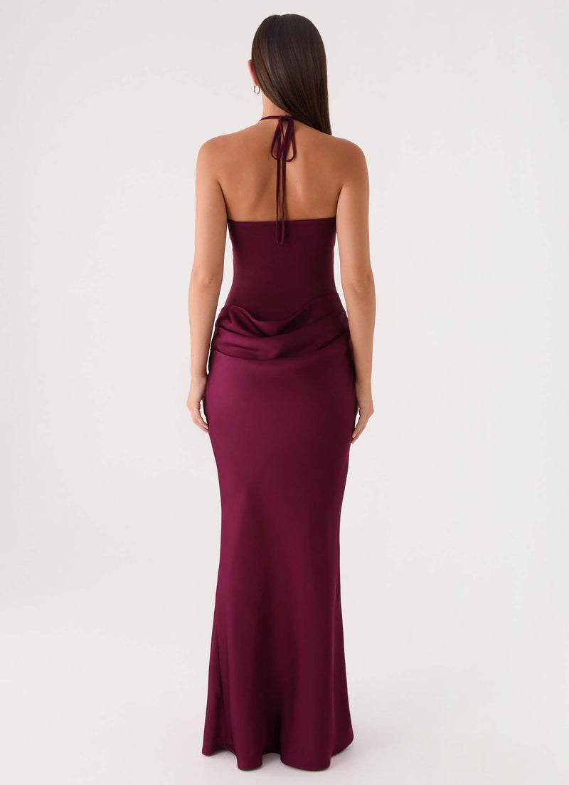 Verner Halter Maxi Dress - Plum