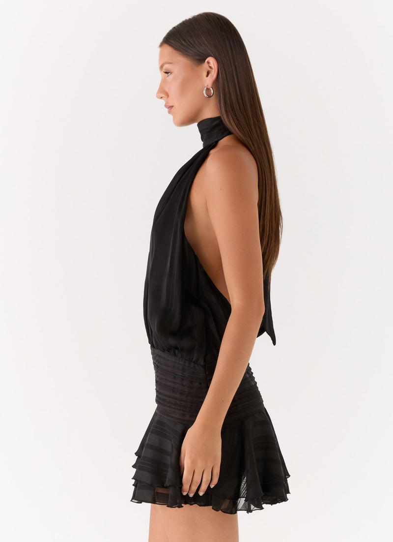 Willow Chiffon Mini Dress - Black