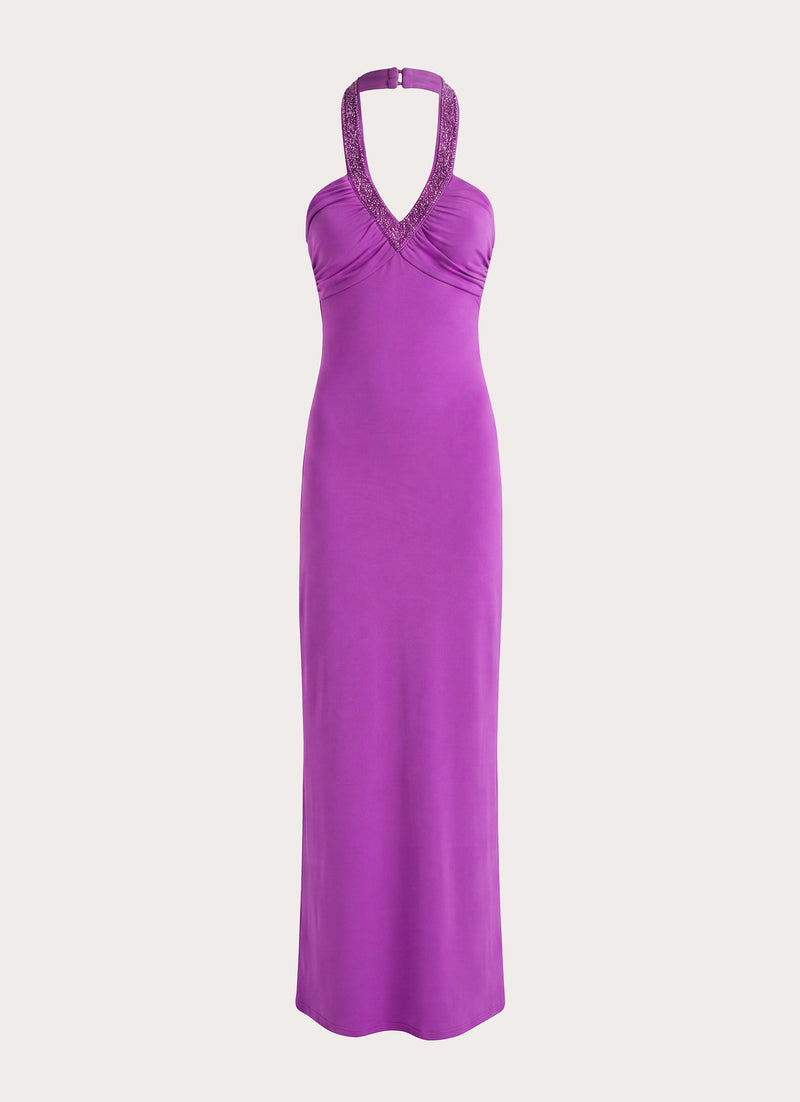 Yamila Beaded Strap Maxi Dress - Purple