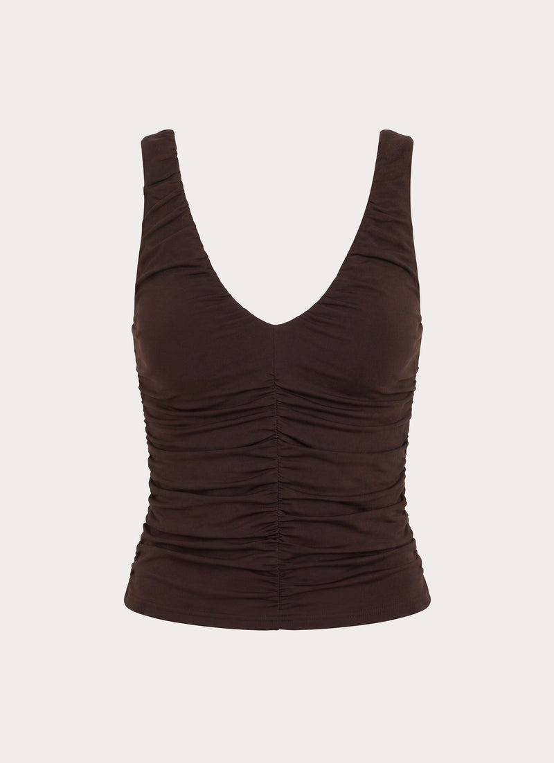 Zeraphine Gathered Top - Chocolate