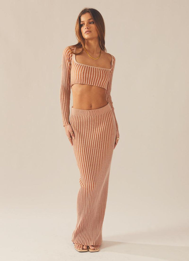 Aubrey Two-Tone Rib Top - Terracotta - Peppermayo