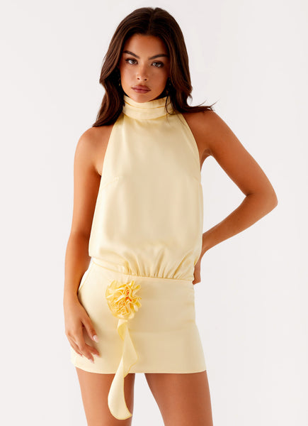yellow halter top dress