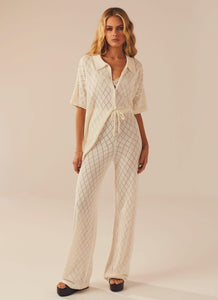 Jaded Knit Pants - White Sand - Peppermayo