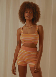 Love Train Knit Crop - Peach Multi Stripe - Peppermayo