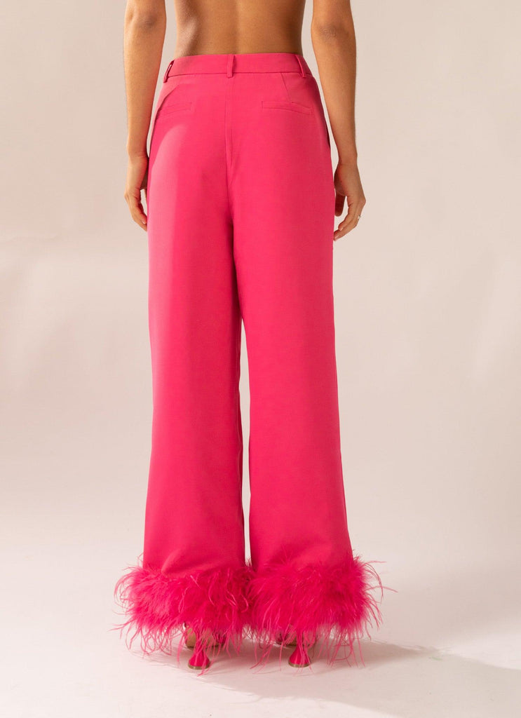 Shake It Off Feather Pants - Magenta - Peppermayo