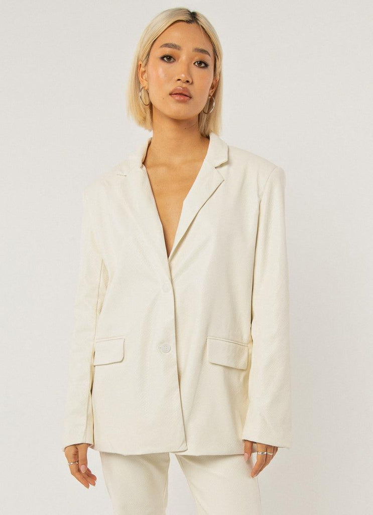 In The Mix Blazer - Ivory Snakeskin - Peppermayo