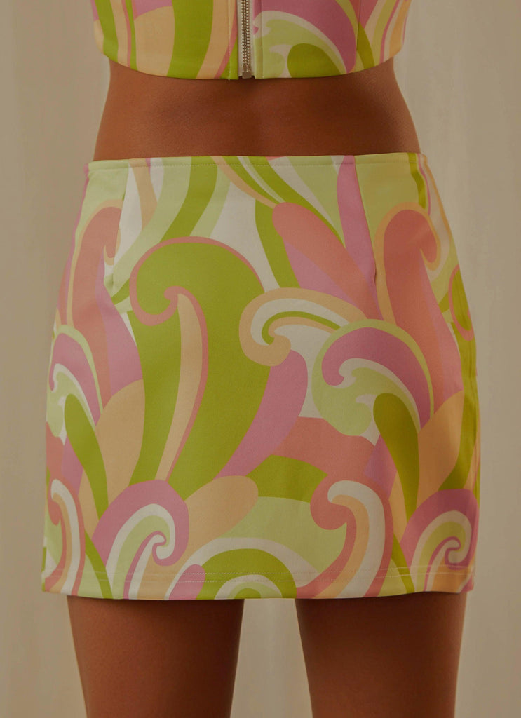 Euphoria Low Rise Mini Skirt - Retro Swirl - Peppermayo