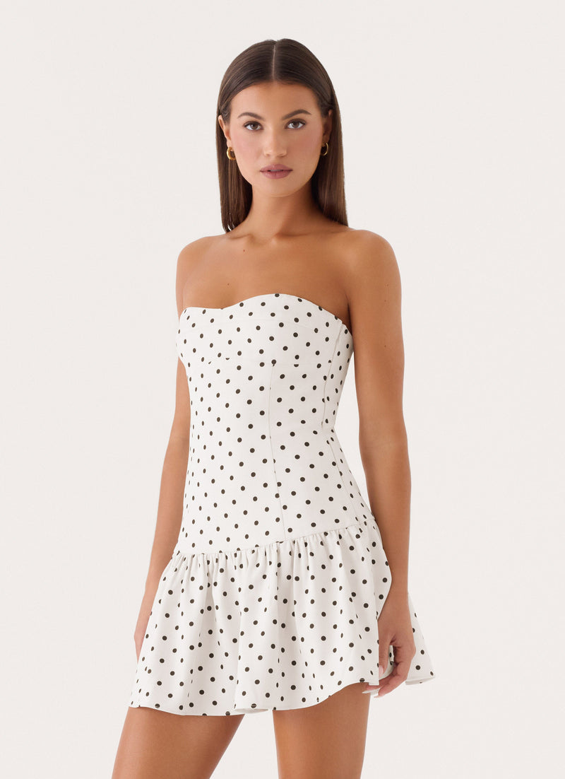 Adriana Mini Dress - Cream Polka Dot