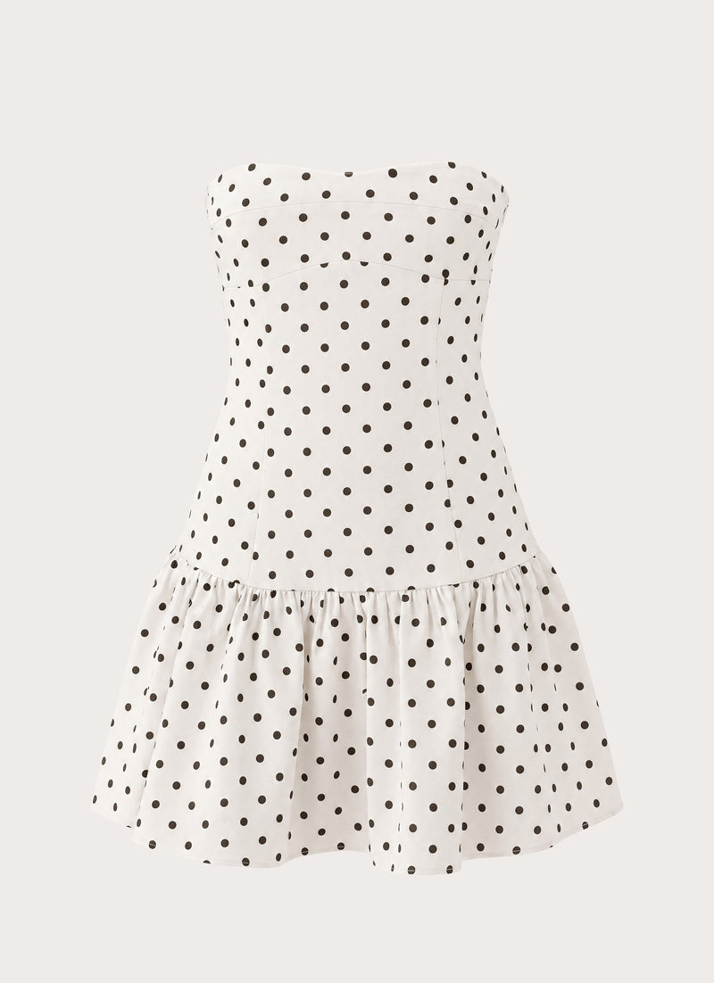 Adriana Mini Dress - Cream Polka Dot