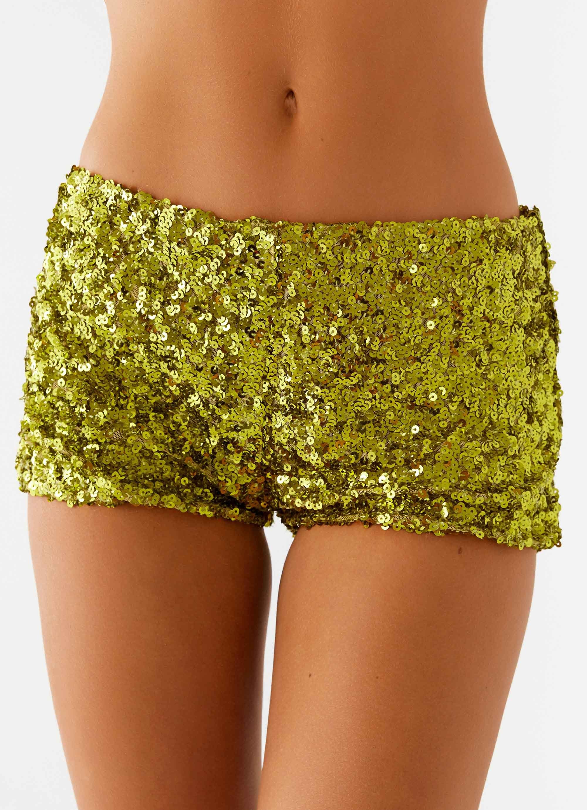 Gold glitter shorts cheap