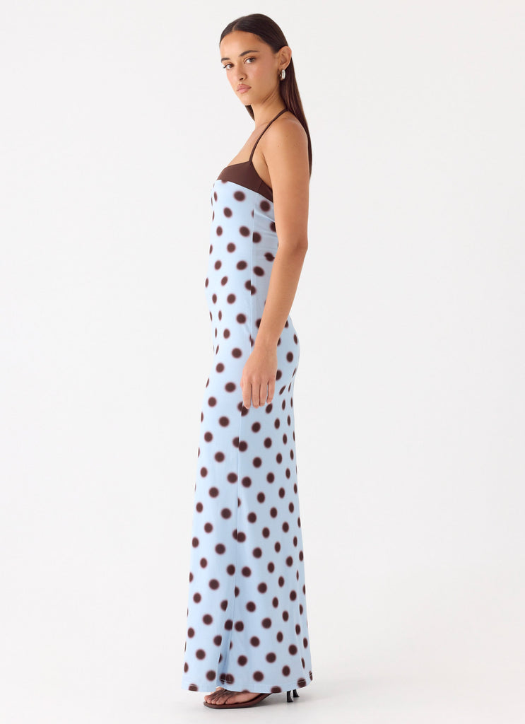 Alessandro Halter Maxi Dress - Blue Mocha Dot