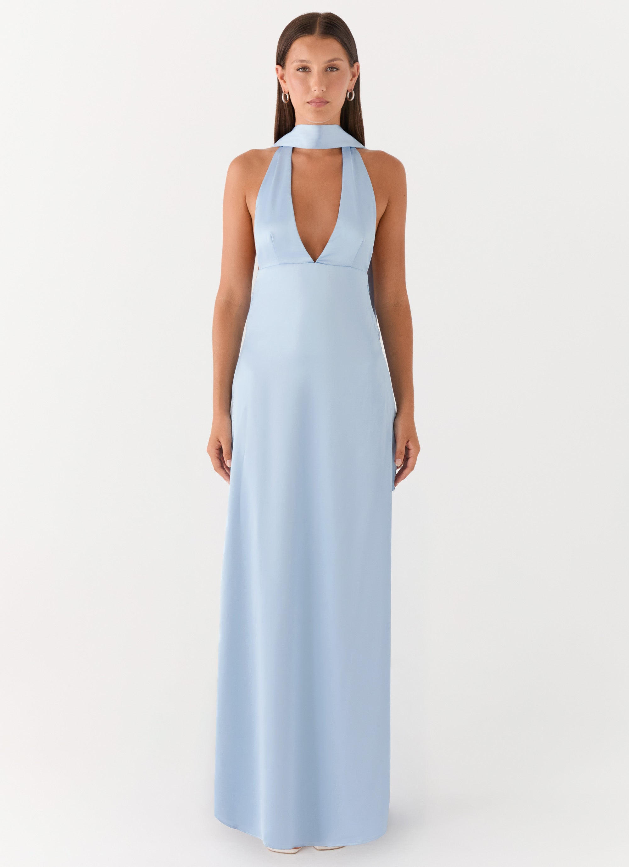 Alicia Satin Halter Maxi Dress