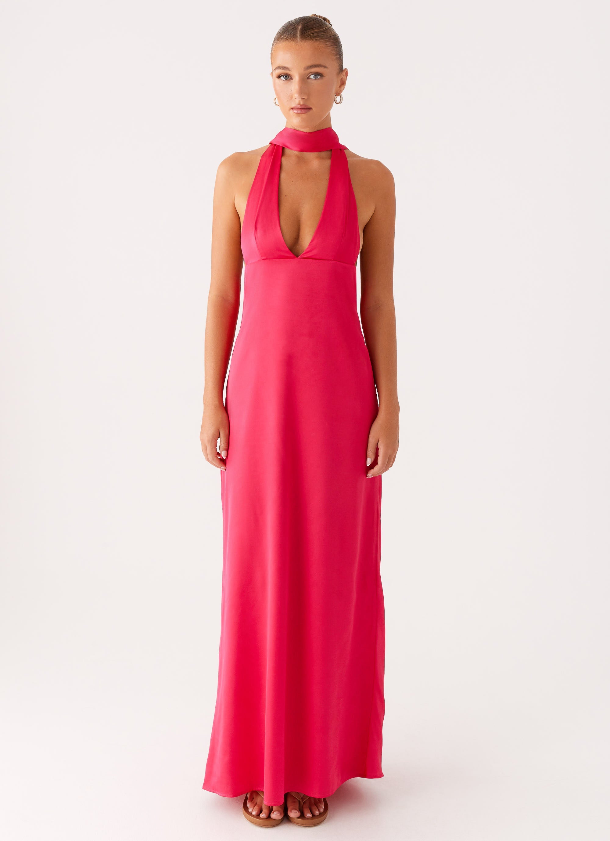 Alicia Satin Halter Maxi Dress