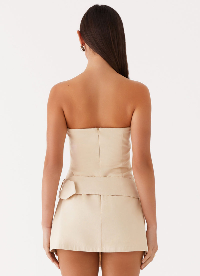 Womens Adelyen Mini Dress  in the colour  White in front of a light grey background