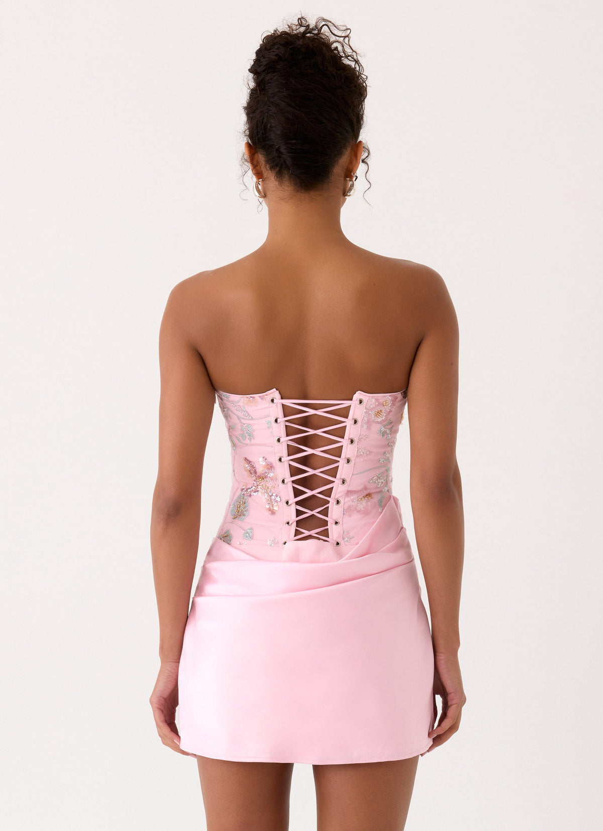 Angelique Beaded Mini Dress - Pink Everbloom