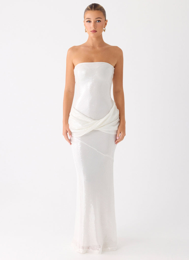 Anticipating Sequin Maxi Dress - White