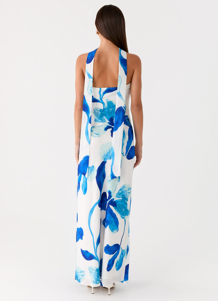 Ashelle Chiffon Maxi Dress - Cerulean Bloom