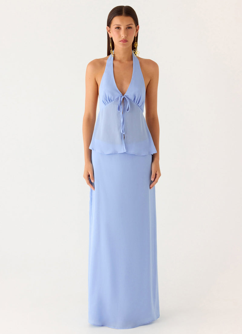 Ashlea Tie Front Top - Periwinkle