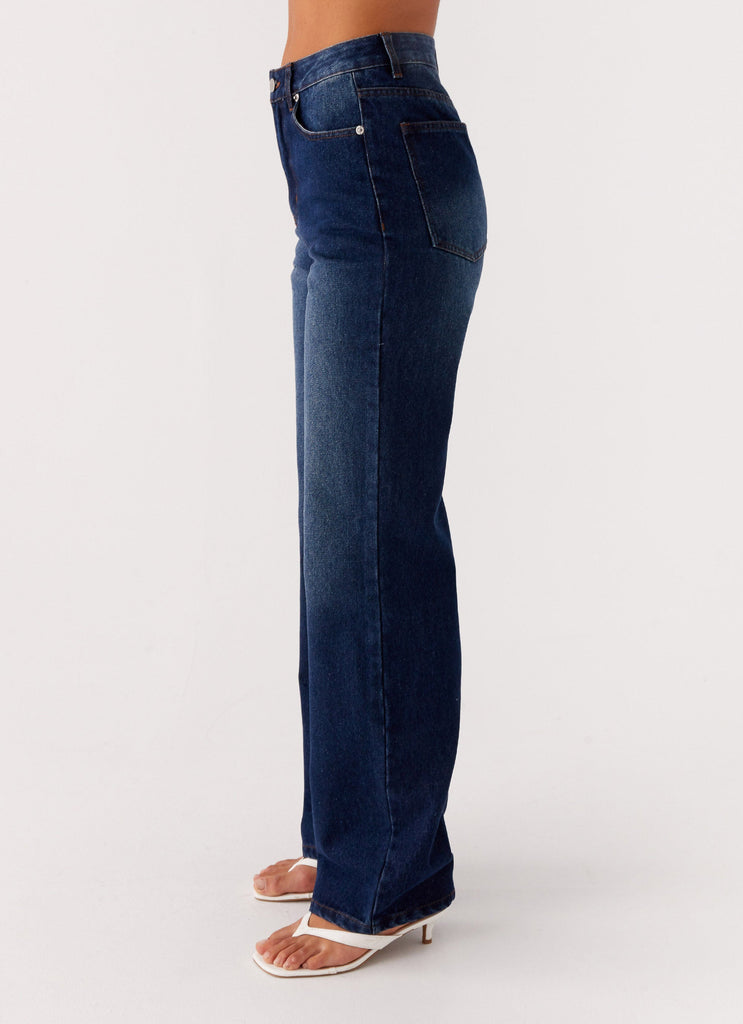 Back Again Straight Leg Denim Jeans - Vintage Blue