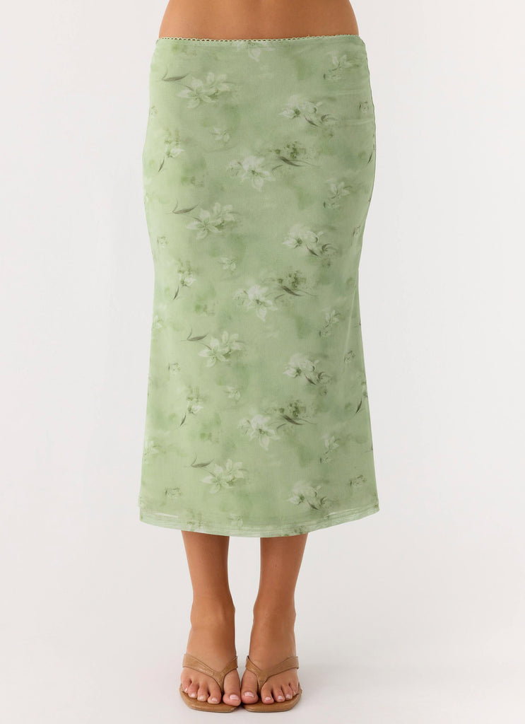 Bahama Low Rise Midi Skirt - Blurred Lime