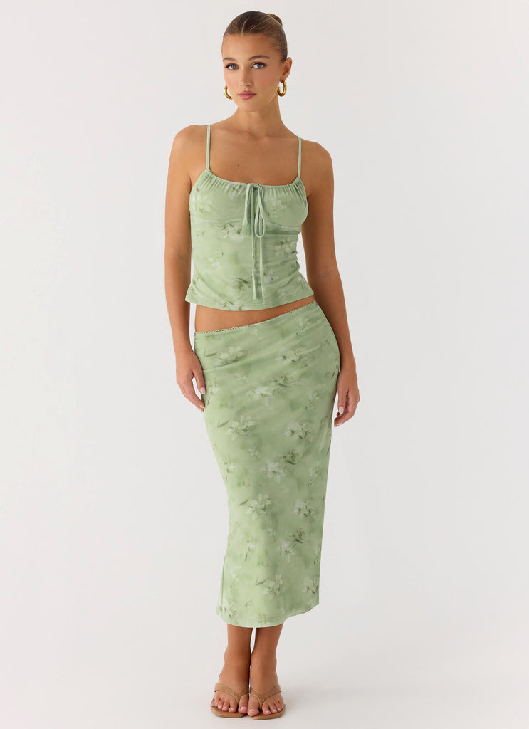 Bahama Low Rise Midi Skirt - Blurred Lime