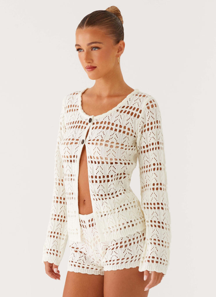 Baylock Crochet Long Sleeve Top White 2 Peppermayo